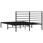 Metal Bed Frame without Mattress with Headboard Black 140x200cm