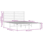 Metal Bed Frame without Mattress with Headboard Black 140x200cm