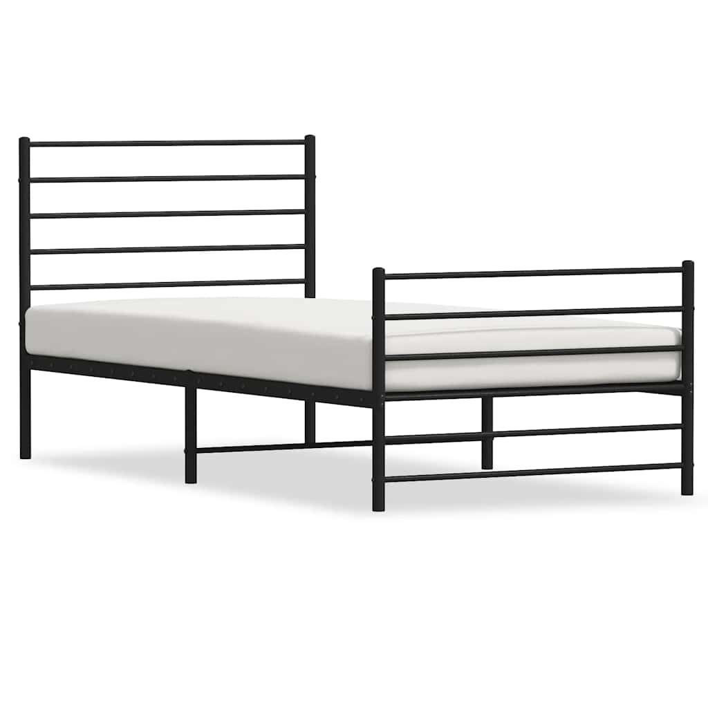 Metal Bed Frame without Mattress with Footboard Black 80x200cm