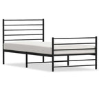 Metal Bed Frame without Mattress with Footboard Black 80x200cm