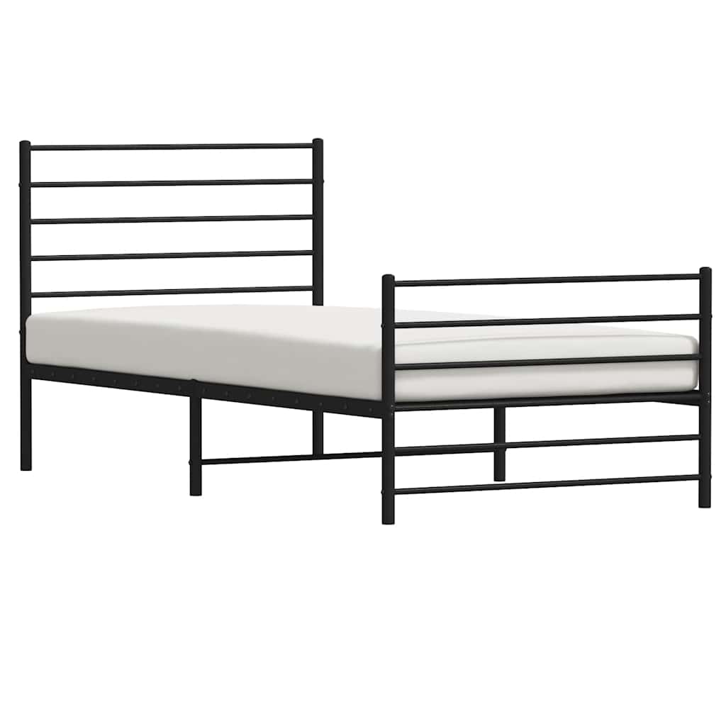 Metal Bed Frame without Mattress with Footboard Black 80x200cm