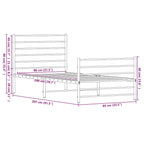 Metal Bed Frame without Mattress with Footboard Black 80x200cm