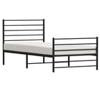 Metal Bed Frame without Mattress with Footboard Black 107x203cm