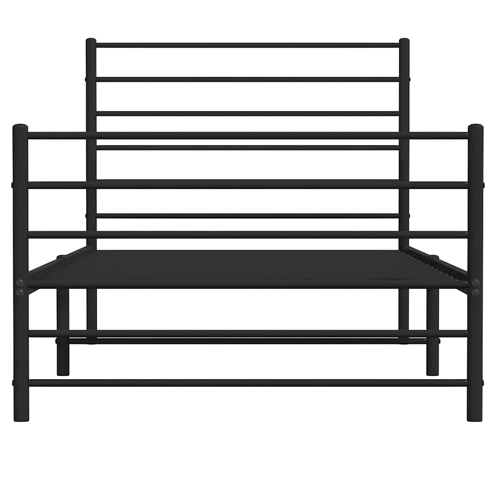 Metal Bed Frame without Mattress with Footboard Black 107x203cm