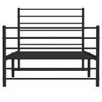 Metal Bed Frame without Mattress with Footboard Black 107x203cm