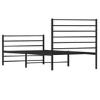 Metal Bed Frame without Mattress with Footboard Black 107x203cm