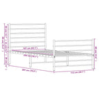 Metal Bed Frame without Mattress with Footboard Black 107x203cm