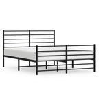 Metal Bed Frame without Mattress with Footboard Black 120x190cm