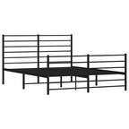 Metal Bed Frame without Mattress with Footboard Black 120x190cm