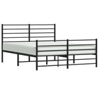 Metal Bed Frame without Mattress with Footboard Black 120x190cm