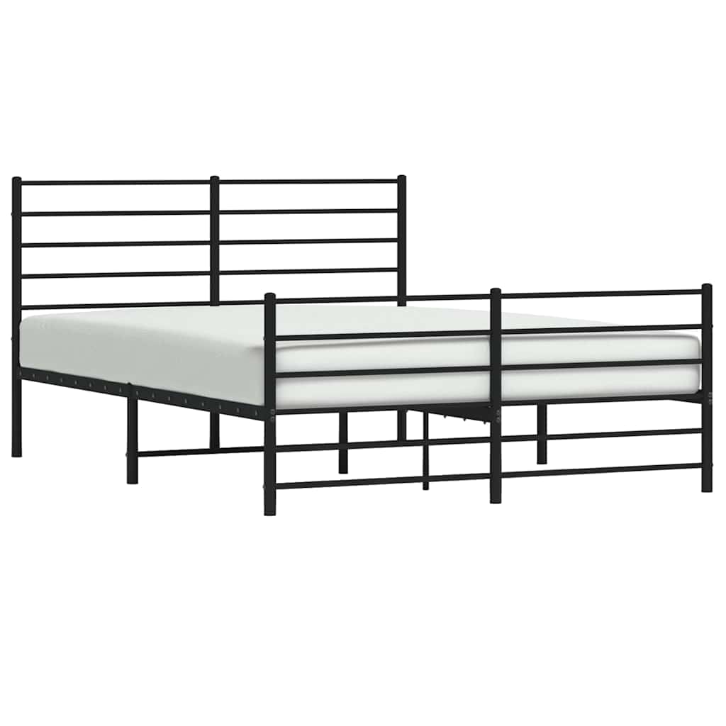 Metal Bed Frame without Mattress with Footboard Black 120x190cm