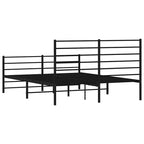Metal Bed Frame without Mattress with Footboard Black 120x190cm