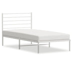 Metal Bed Frame without Mattress with Headboard White 107x203cm