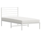 Metal Bed Frame without Mattress with Headboard White 107x203cm