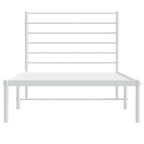 Metal Bed Frame without Mattress with Headboard White 107x203cm