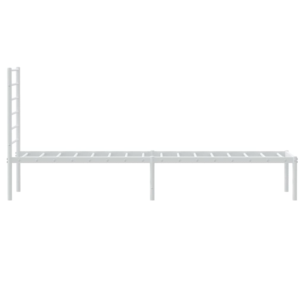 Metal Bed Frame without Mattress with Headboard White 107x203cm