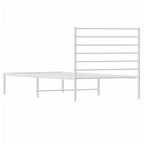 Metal Bed Frame without Mattress with Headboard White 107x203cm