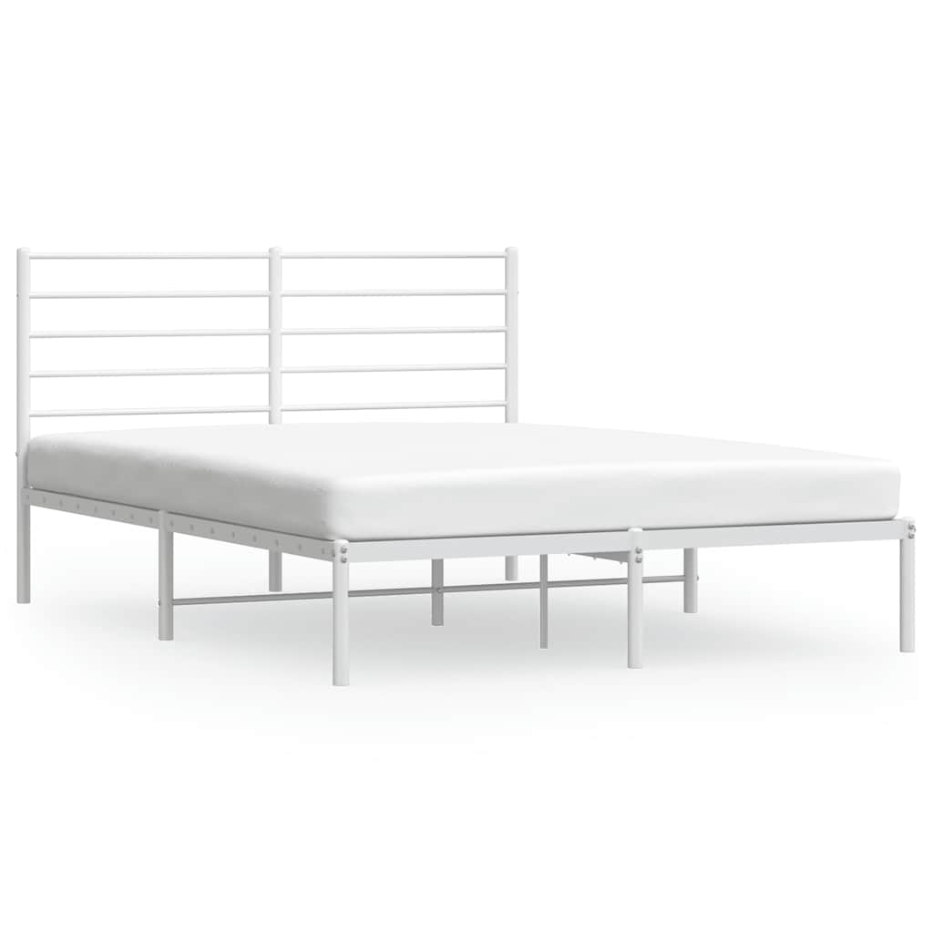 Metal Bed Frame without Mattress with Headboard White 120x200cm