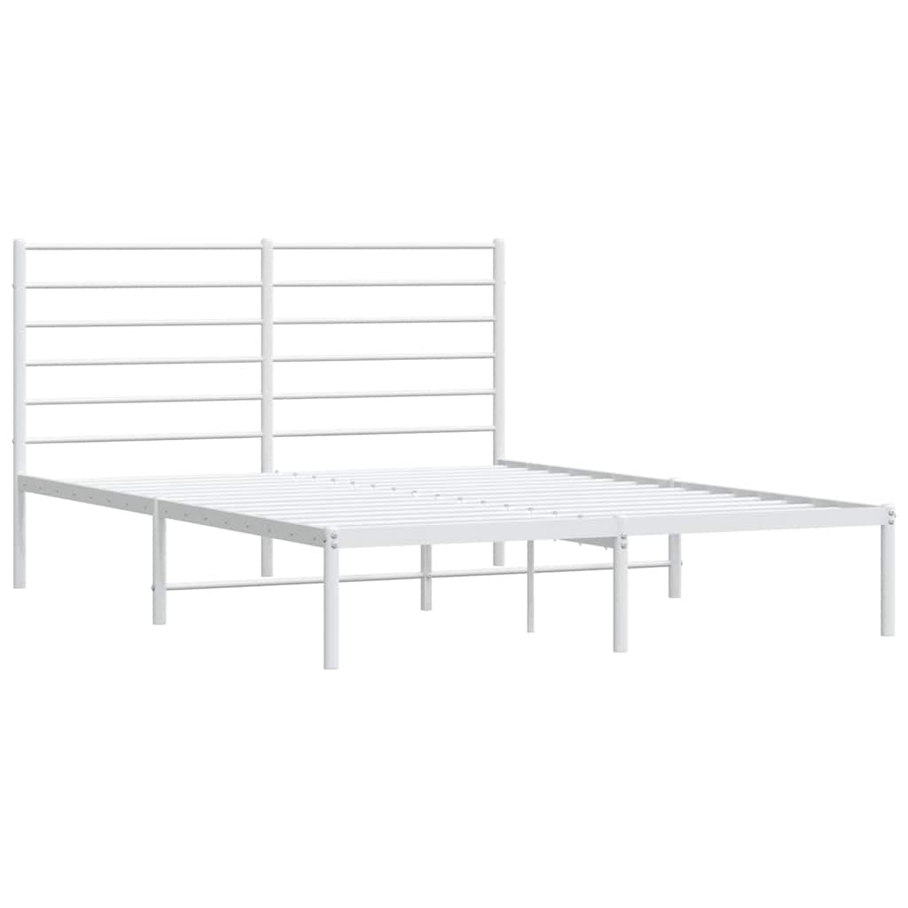 Metal Bed Frame without Mattress with Headboard White 120x200cm