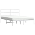 Metal Bed Frame without Mattress with Headboard White 120x200cm