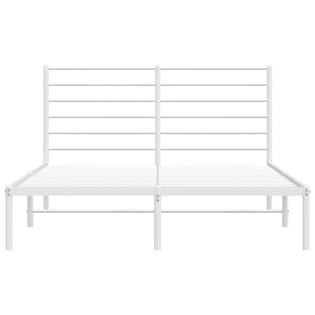 Metal Bed Frame without Mattress with Headboard White 120x200cm
