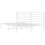 Metal Bed Frame without Mattress with Headboard White 120x200cm