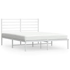 Metal Bed Frame without Mattress with Headboard White 135x190cm