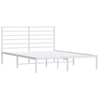 Metal Bed Frame without Mattress with Headboard White 135x190cm