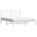 Metal Bed Frame without Mattress with Headboard White 135x190cm