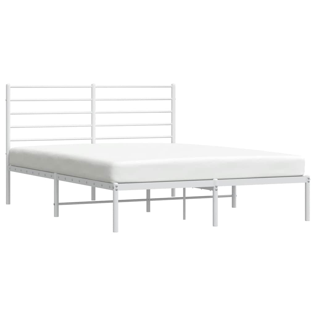 Metal Bed Frame without Mattress with Headboard White 135x190cm