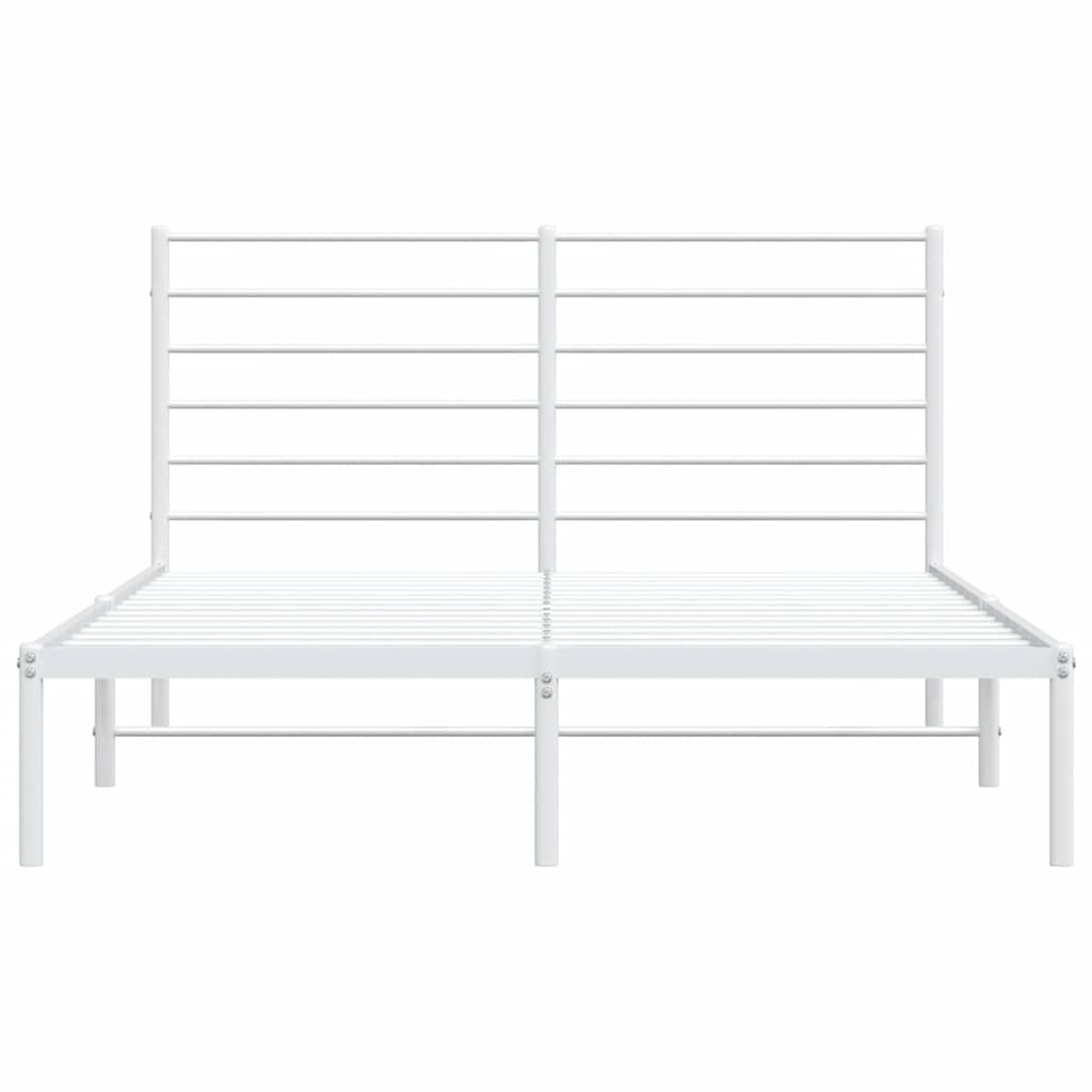 Metal Bed Frame without Mattress with Headboard White 135x190cm