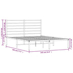 Metal Bed Frame without Mattress with Headboard White 135x190cm