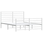 Metal Bed Frame without Mattress with Footboard White 140x190cm