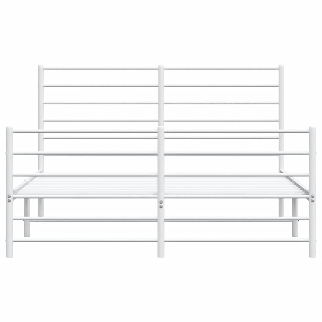 Metal Bed Frame without Mattress with Footboard White 140x190cm