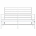 Metal Bed Frame without Mattress with Footboard White 140x190cm
