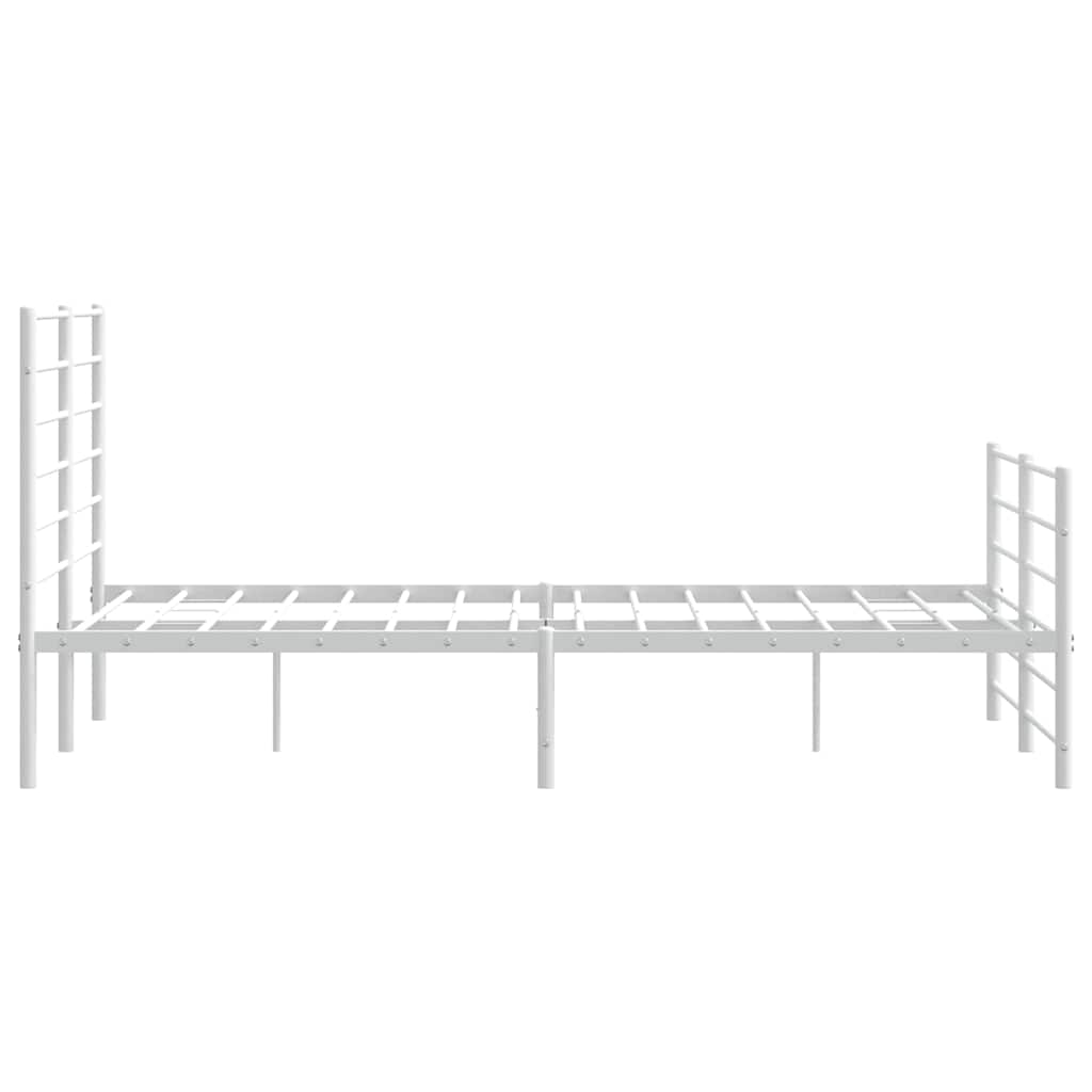 Metal Bed Frame without Mattress with Footboard White 140x190cm