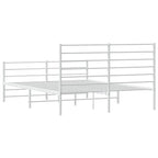 Metal Bed Frame without Mattress with Footboard White 140x190cm