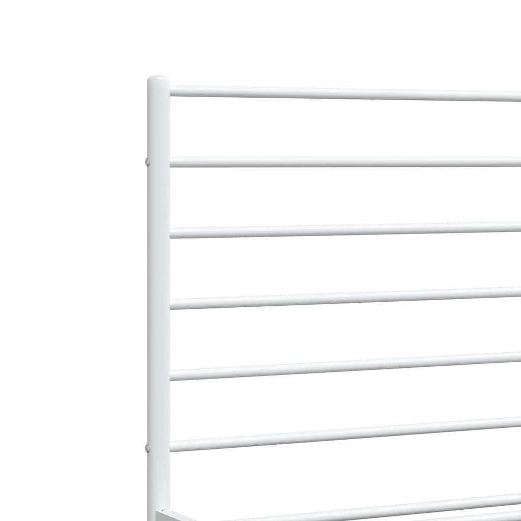 Metal Bed Frame without Mattress with Footboard White 140x190cm