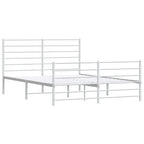 Metal Bed Frame without Mattress with Footboard White 160x200cm