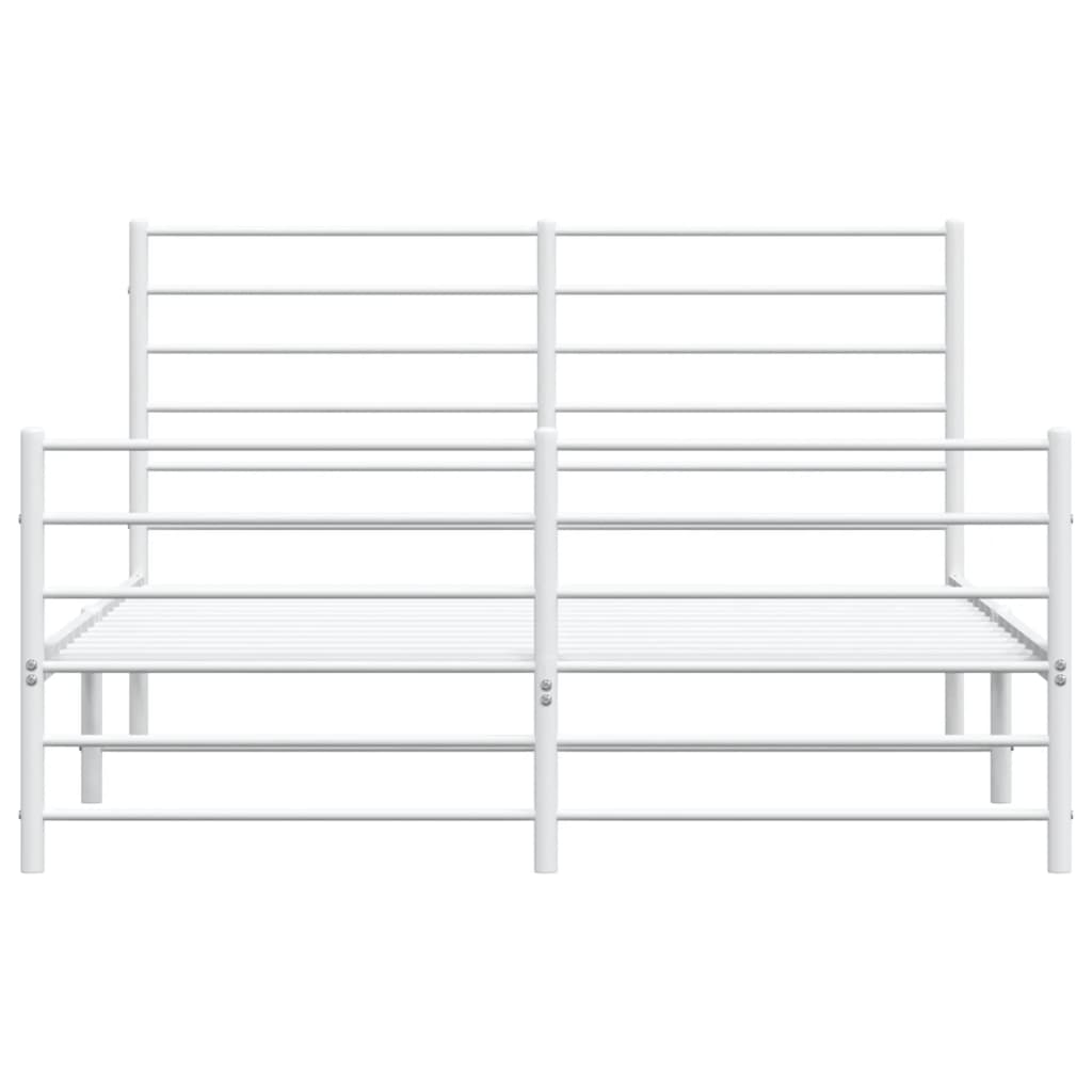 Metal Bed Frame without Mattress with Footboard White 160x200cm