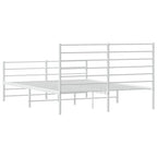 Metal Bed Frame without Mattress with Footboard White 160x200cm