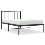 Metal Bed Frame without Mattress with Headboard Black 75x190cm