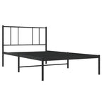 Metal Bed Frame without Mattress with Headboard Black 75x190cm