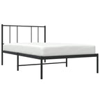 Metal Bed Frame without Mattress with Headboard Black 75x190cm