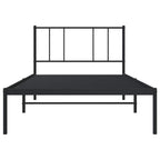 Metal Bed Frame without Mattress with Headboard Black 75x190cm