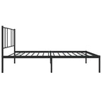 Metal Bed Frame without Mattress with Headboard Black 75x190cm