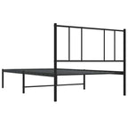 Metal Bed Frame without Mattress with Headboard Black 75x190cm