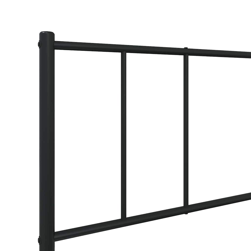 Metal Bed Frame without Mattress with Headboard Black 75x190cm
