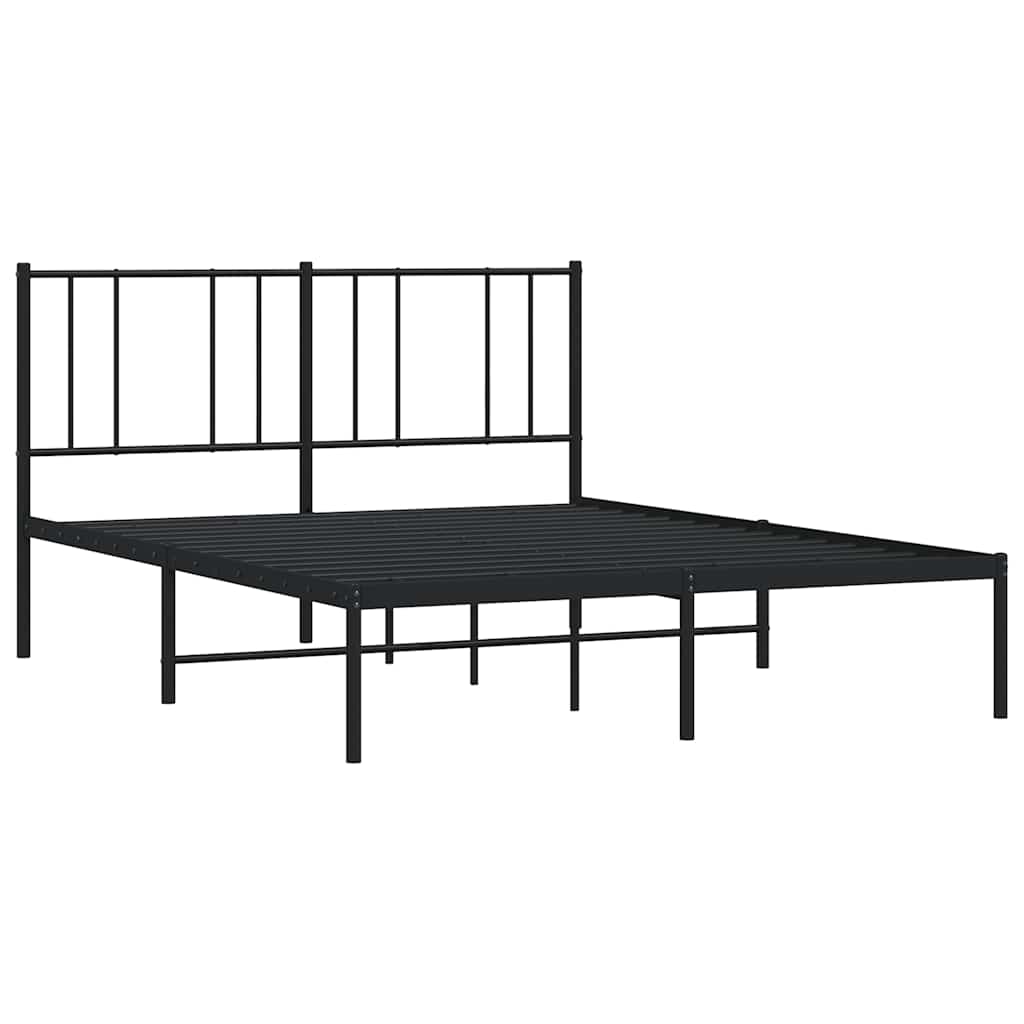 Metal Bed Frame without Mattress with Headboard Black 120x200cm