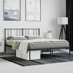 Metal Bed Frame without Mattress with Headboard Black 120x200cm